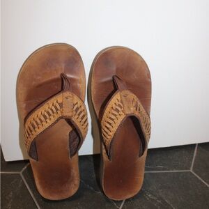 Reef Men’s Brown Leather Flip Flops | Size 9 | Beach Sandals